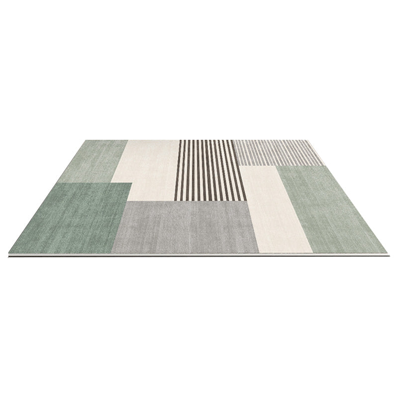Rectangle Indoor Rug Living Room Modern Area Rug Non-Slip Backing Color Block Carpet