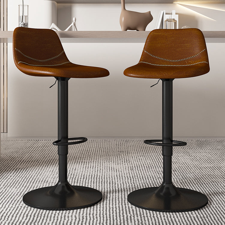 Contemporary Adjustable Height Swivel Armless Bar Stool with Metal Base