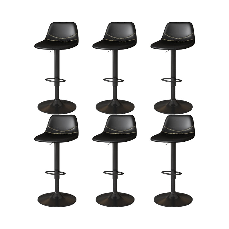 Contemporary Adjustable Height Swivel Armless Bar Stool with Metal Base