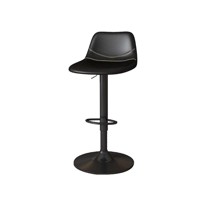 Contemporary Adjustable Height Swivel Armless Bar Stool with Metal Base