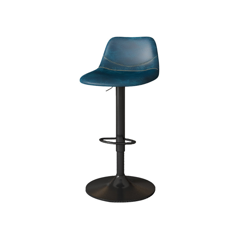 Contemporary Adjustable Height Swivel Armless Bar Stool with Metal Base