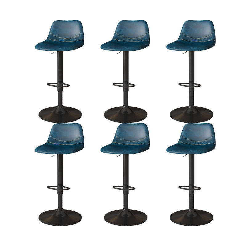 Contemporary Adjustable Height Swivel Armless Bar Stool with Metal Base