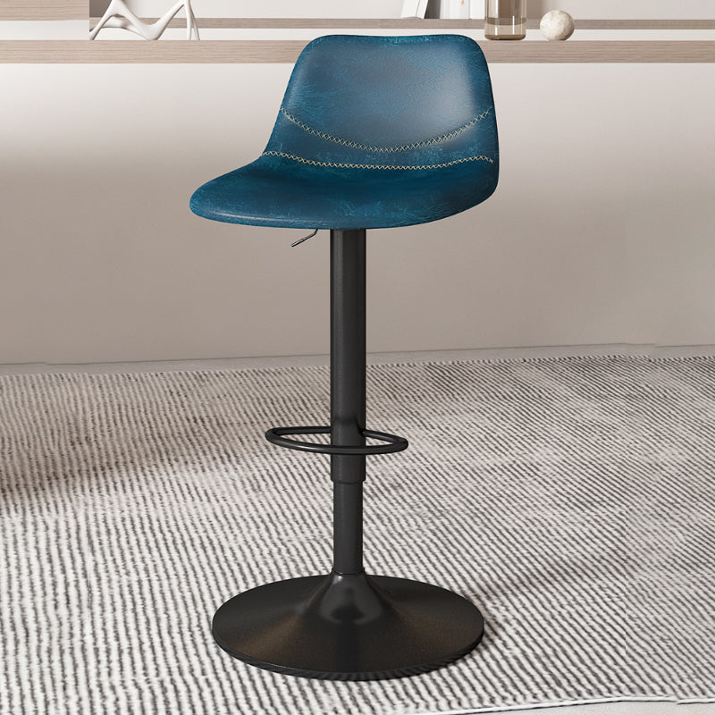 Contemporary Adjustable Height Swivel Armless Bar Stool with Metal Base
