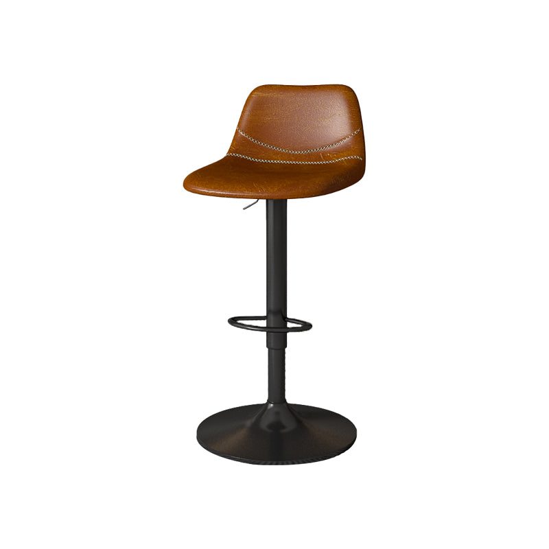 Contemporary Adjustable Height Swivel Armless Bar Stool with Metal Base