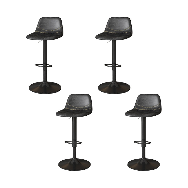 Contemporary Adjustable Height Swivel Armless Bar Stool with Metal Base