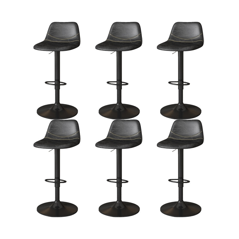 Contemporary Adjustable Height Swivel Armless Bar Stool with Metal Base