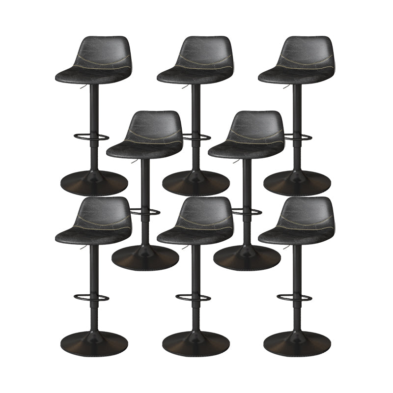 Contemporary Adjustable Height Swivel Armless Bar Stool with Metal Base