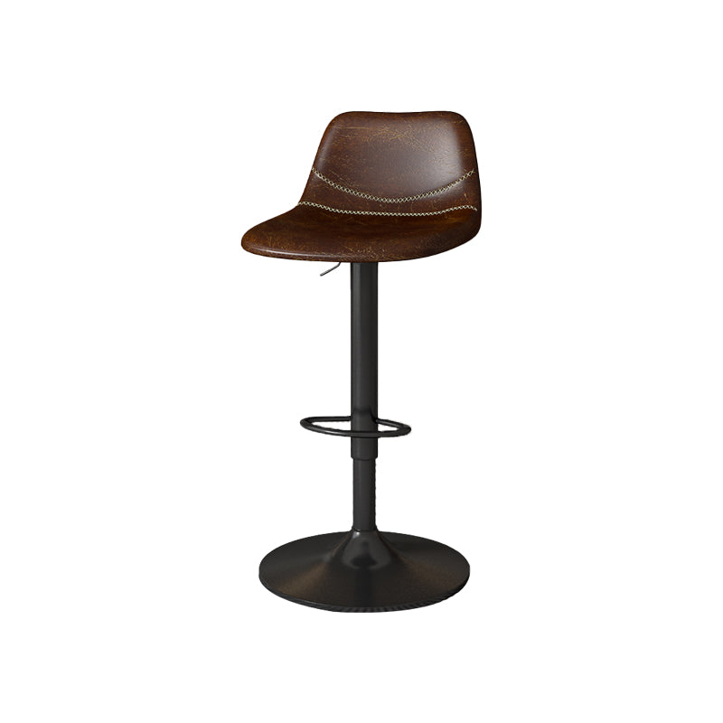 Contemporary Adjustable Height Swivel Armless Bar Stool with Metal Base