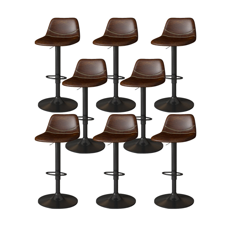Contemporary Adjustable Height Swivel Armless Bar Stool with Metal Base