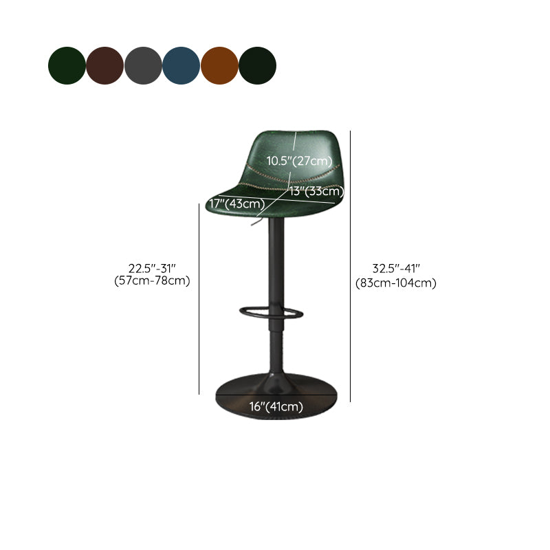 Contemporary Adjustable Height Swivel Armless Bar Stool with Metal Base