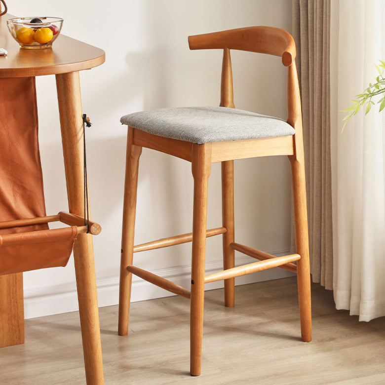 Contemporary Upholstered Armless Bar Stool with Solid Wood Base