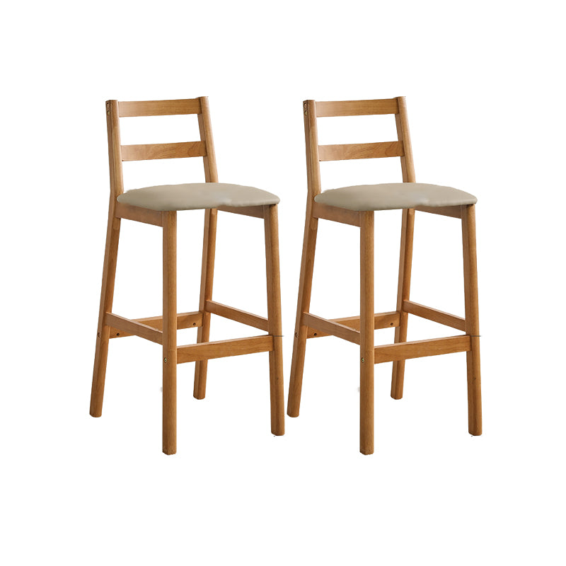 Contemporary Upholstered Armless Bar Stool with Solid Wood Base