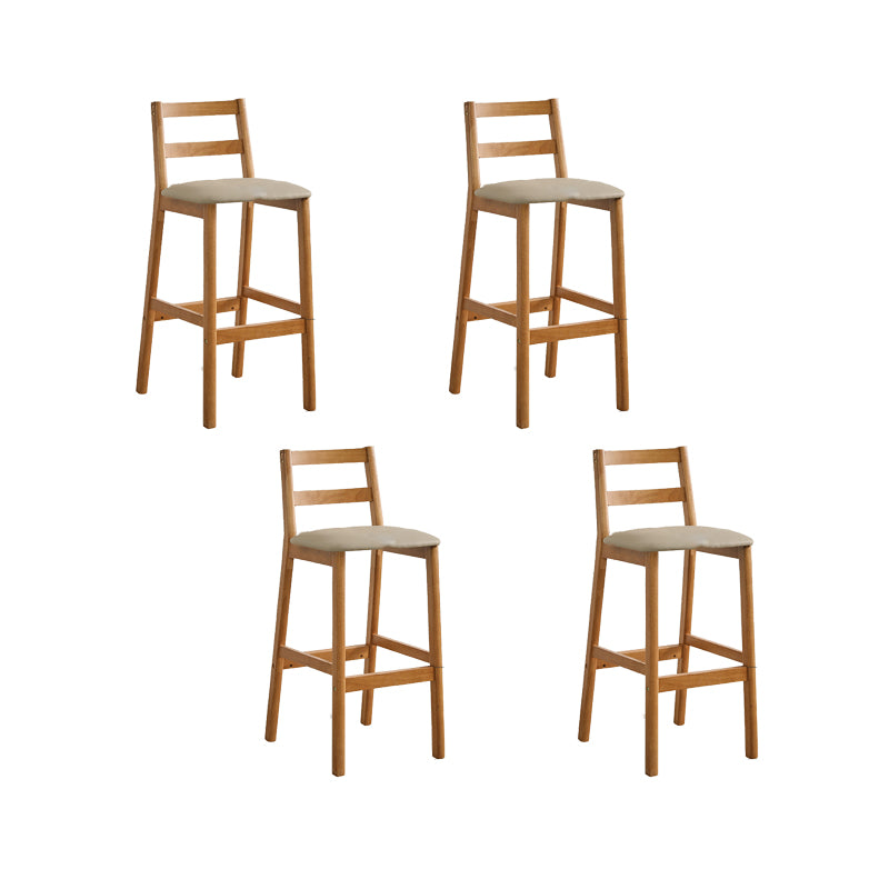 Contemporary Upholstered Armless Bar Stool with Solid Wood Base