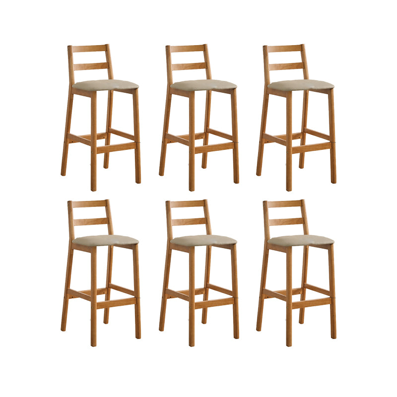 Contemporary Upholstered Armless Bar Stool with Solid Wood Base