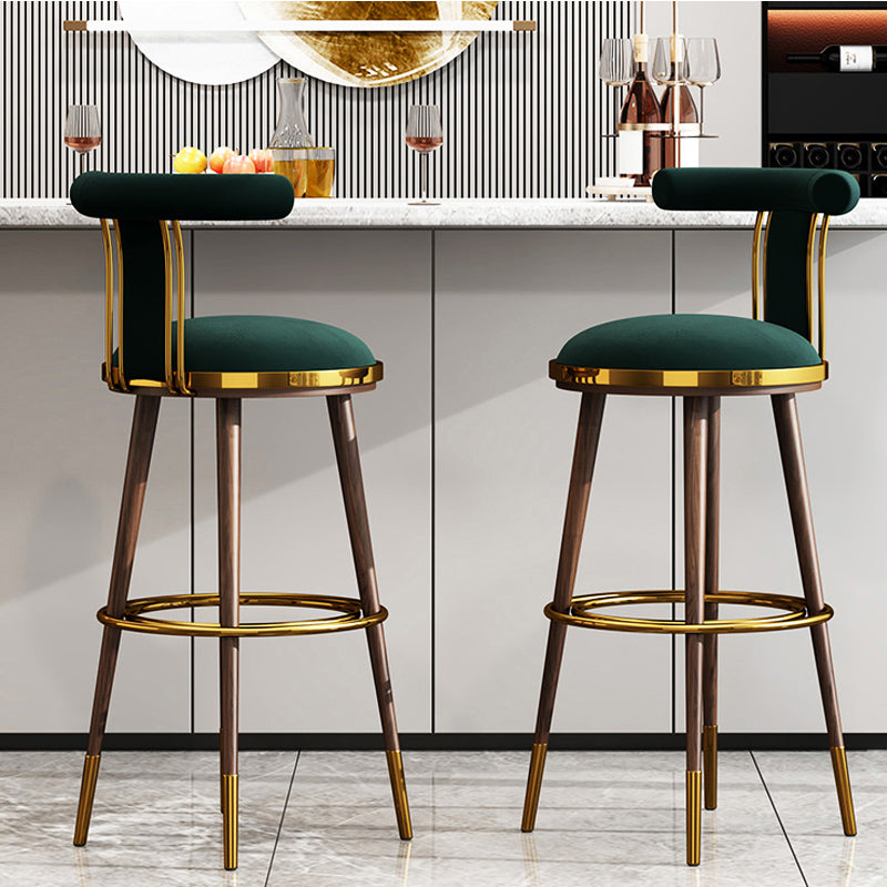 Velvet Matte Finish Counter & Bar Stools Contemporary Indoor Stools with Metal Legs