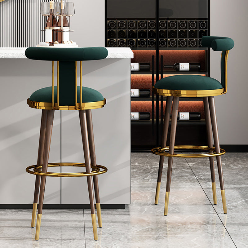 Velvet Matte Finish Counter & Bar Stools Contemporary Indoor Stools with Metal Legs