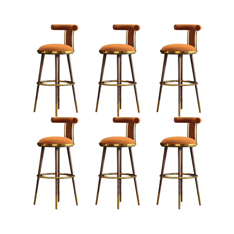 Velvet Matte Finish Counter & Bar Stools Contemporary Indoor Stools with Metal Legs