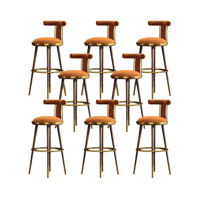 Velvet Matte Finish Counter & Bar Stools Contemporary Indoor Stools with Metal Legs