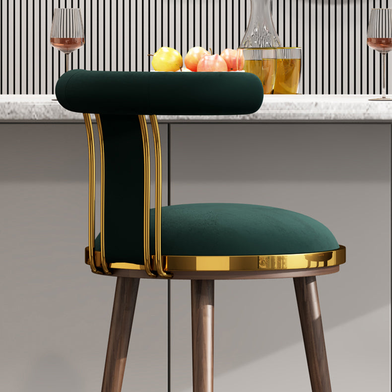 Velvet Matte Finish Counter & Bar Stools Contemporary Indoor Stools with Metal Legs