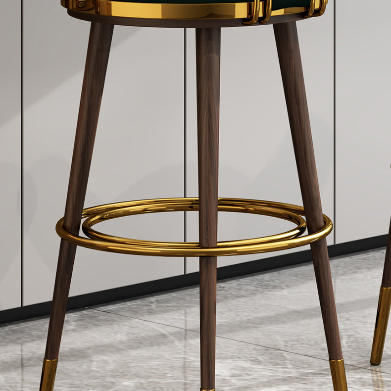 Velvet Matte Finish Counter & Bar Stools Contemporary Indoor Stools with Metal Legs