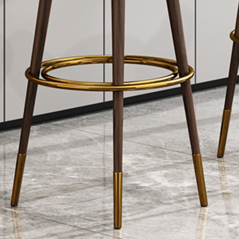 Velvet Matte Finish Counter & Bar Stools Contemporary Indoor Stools with Metal Legs