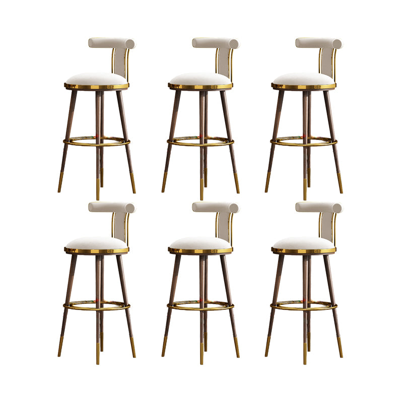 Velvet Matte Finish Counter & Bar Stools Contemporary Indoor Stools with Metal Legs