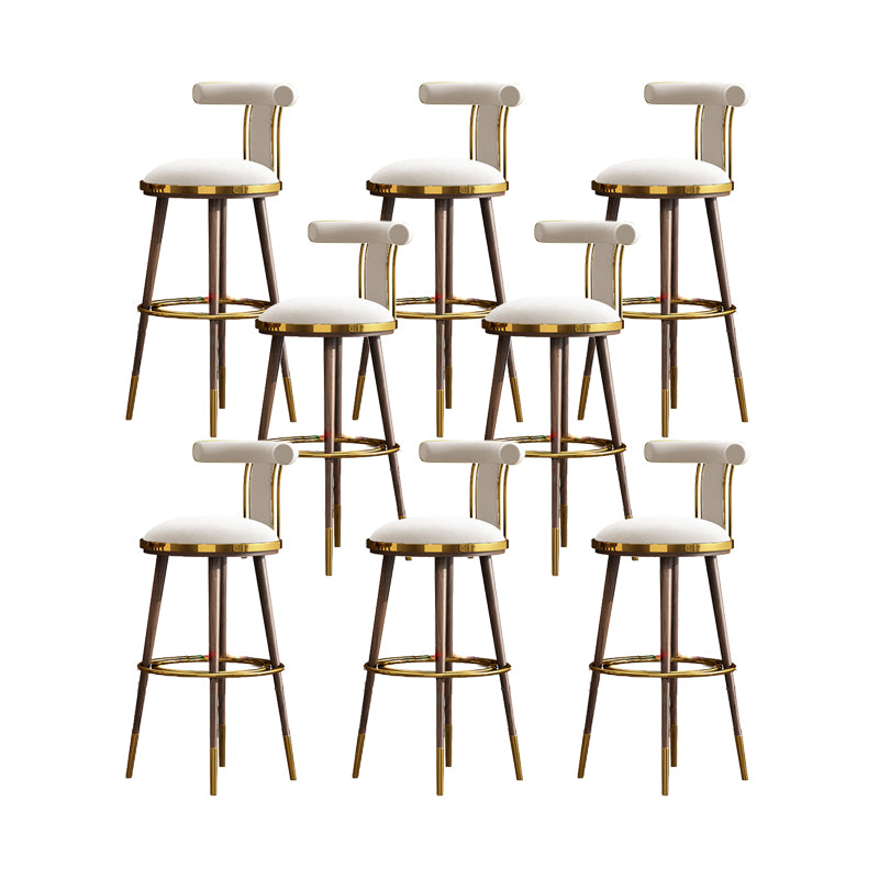 Velvet Matte Finish Counter & Bar Stools Contemporary Indoor Stools with Metal Legs