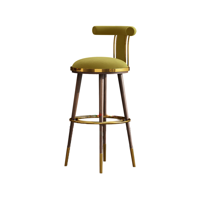 Velvet Matte Finish Counter & Bar Stools Contemporary Indoor Stools with Metal Legs
