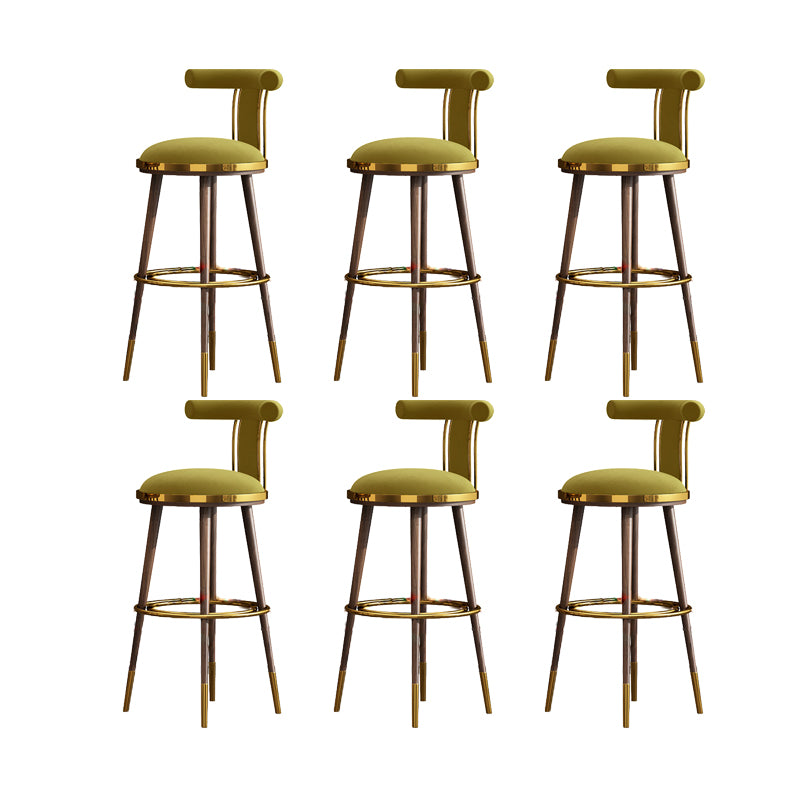Velvet Matte Finish Counter & Bar Stools Contemporary Indoor Stools with Metal Legs