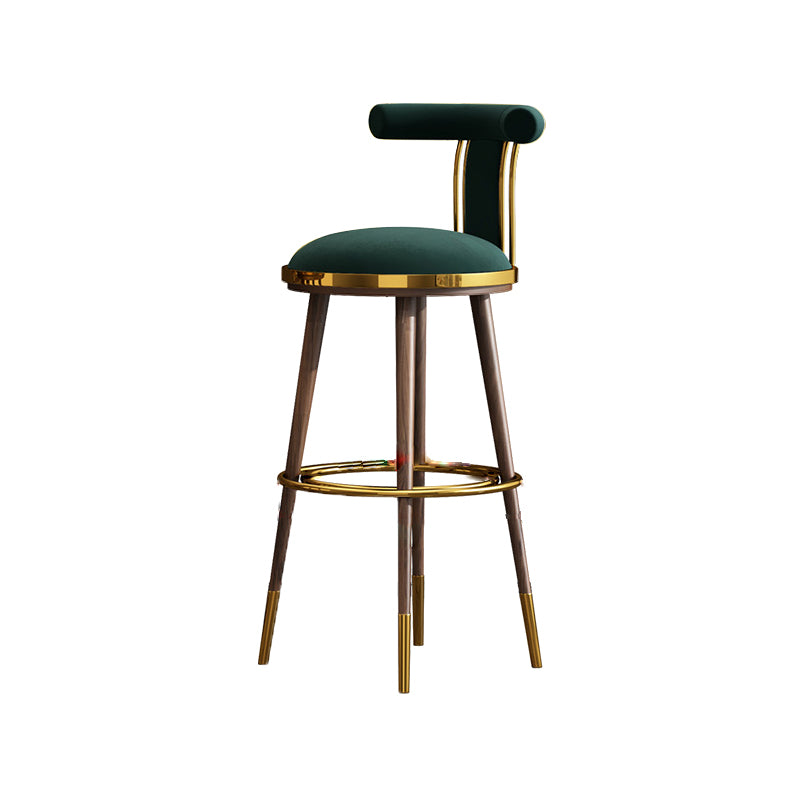 Velvet Matte Finish Counter & Bar Stools Contemporary Indoor Stools with Metal Legs