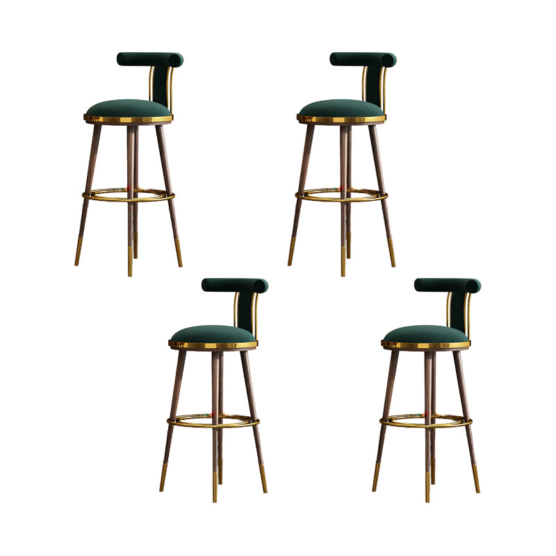 Velvet Matte Finish Counter & Bar Stools Contemporary Indoor Stools with Metal Legs