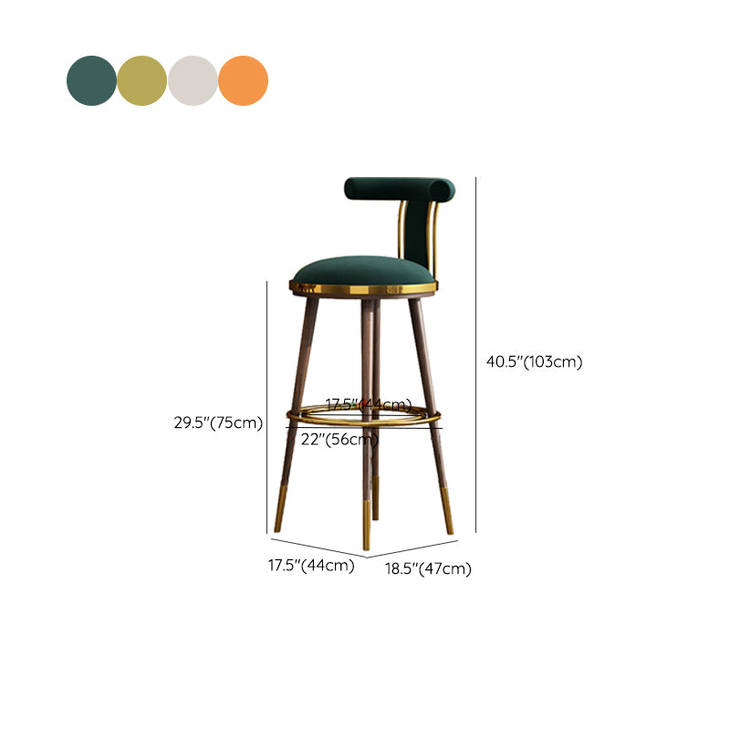 Velvet Matte Finish Counter & Bar Stools Contemporary Indoor Stools with Metal Legs