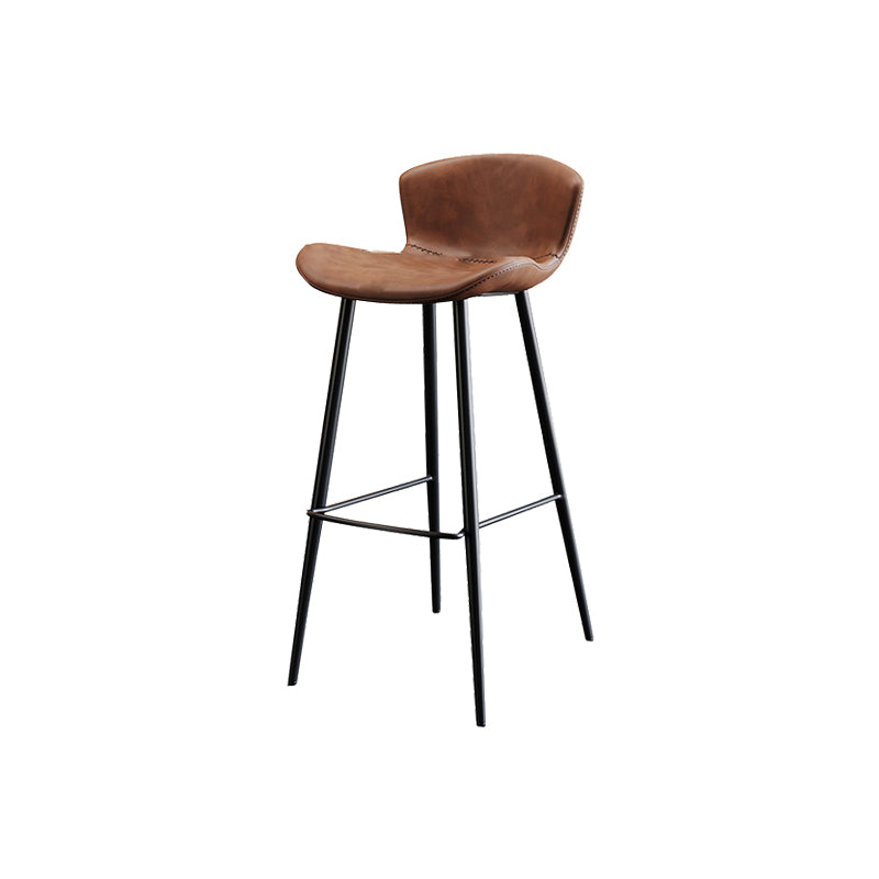 Faux Leather Armless Counter Stool Modern Style Low Back Bar Stool