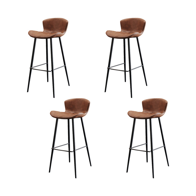 Faux Leather Armless Counter Stool Modern Style Low Back Bar Stool