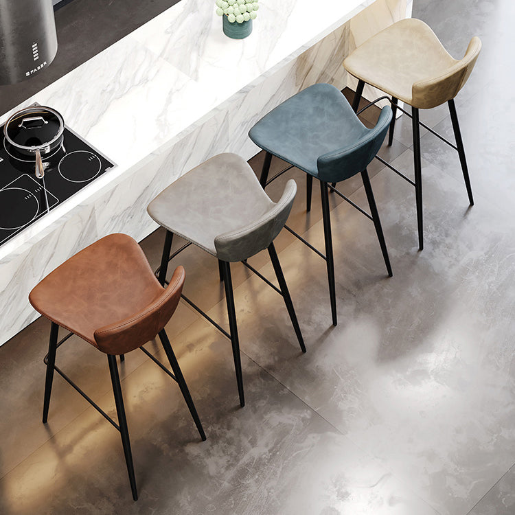 Faux Leather Armless Counter Stool Modern Style Low Back Bar Stool
