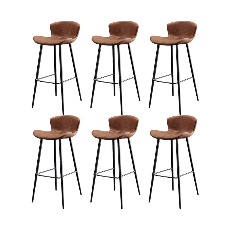 Faux Leather Armless Counter Stool Modern Style Low Back Bar Stool