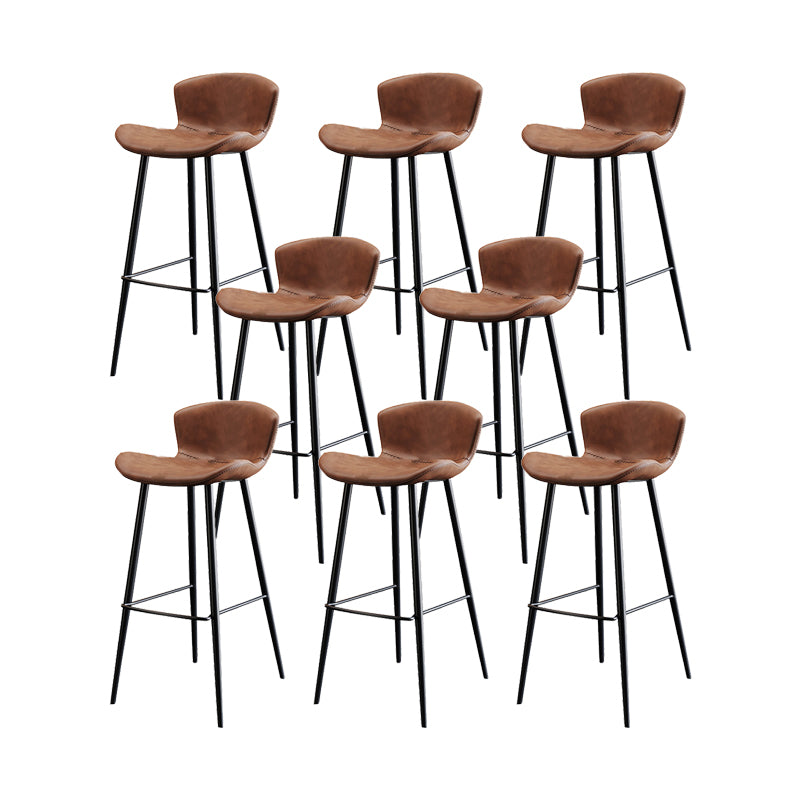 Faux Leather Armless Counter Stool Modern Style Low Back Bar Stool