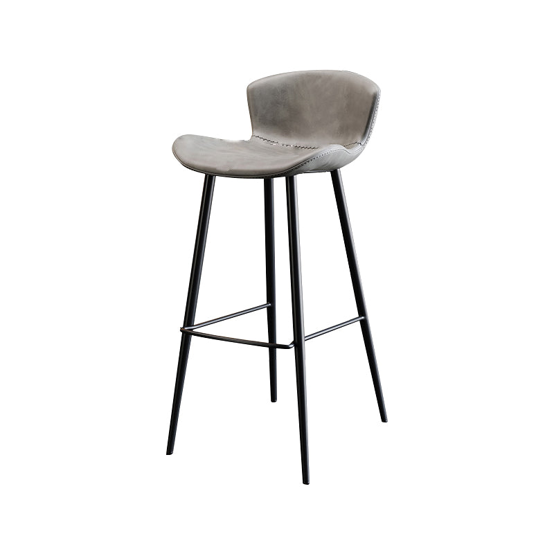 Faux Leather Armless Counter Stool Modern Style Low Back Bar Stool