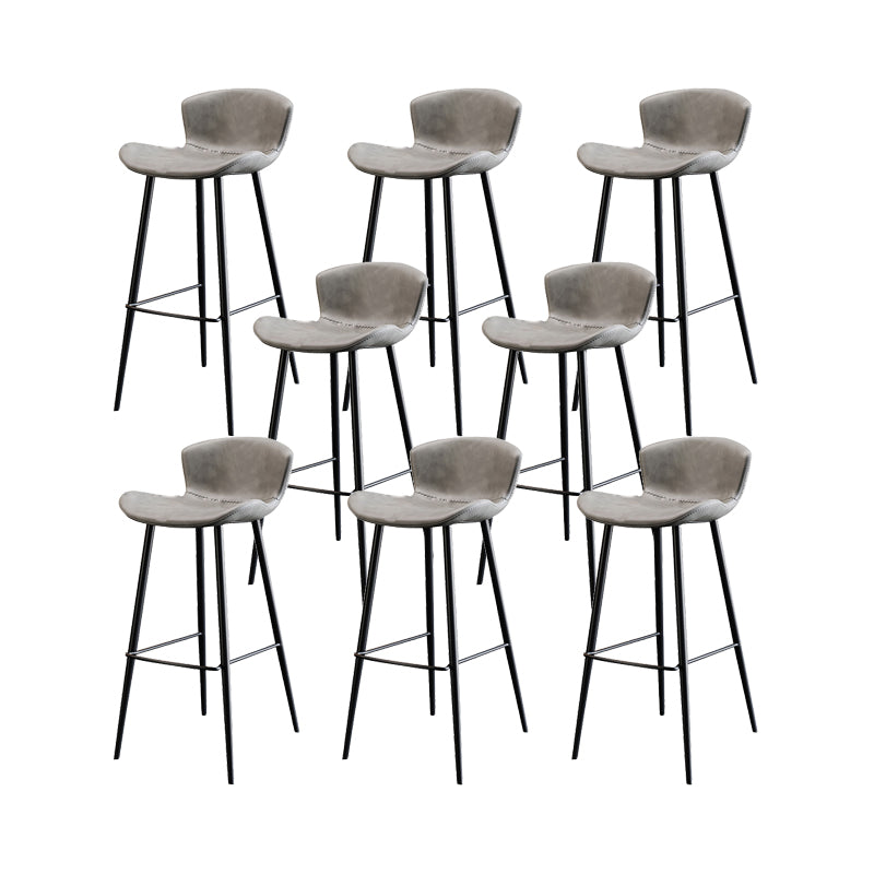 Faux Leather Armless Counter Stool Modern Style Low Back Bar Stool