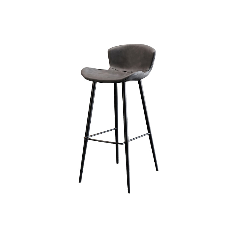 Faux Leather Armless Counter Stool Modern Style Low Back Bar Stool