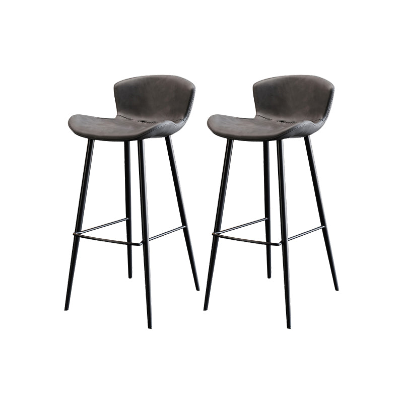 Faux Leather Armless Counter Stool Modern Style Low Back Bar Stool