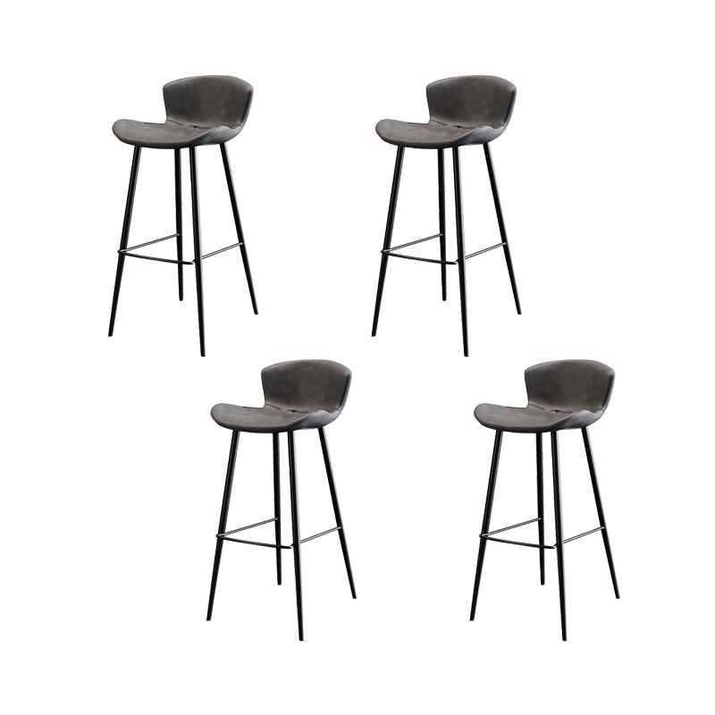 Faux Leather Armless Counter Stool Modern Style Low Back Bar Stool