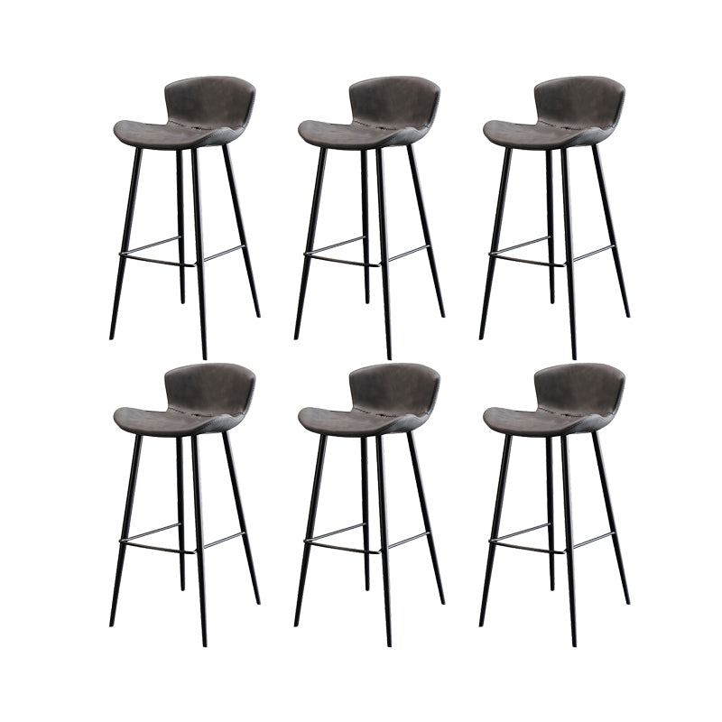 Faux Leather Armless Counter Stool Modern Style Low Back Bar Stool