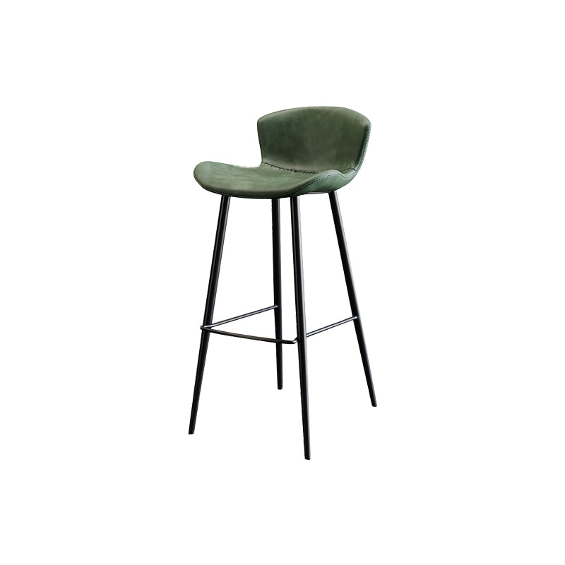 Faux Leather Armless Counter Stool Modern Style Low Back Bar Stool
