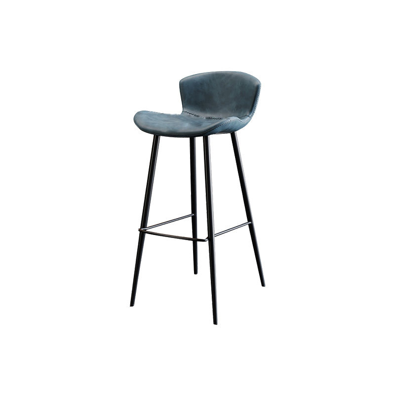 Faux Leather Armless Counter Stool Modern Style Low Back Bar Stool