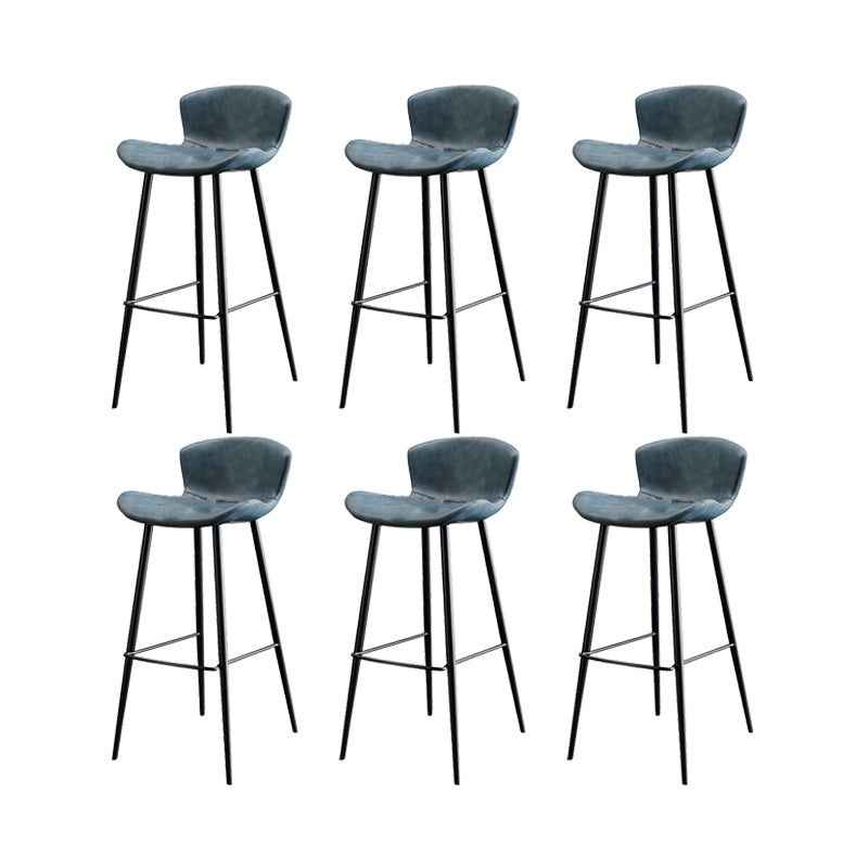 Faux Leather Armless Counter Stool Modern Style Low Back Bar Stool
