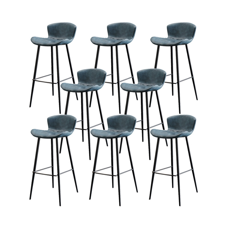 Faux Leather Armless Counter Stool Modern Style Low Back Bar Stool