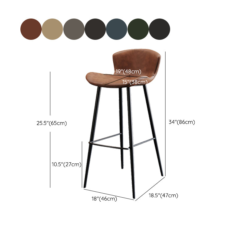 Faux Leather Armless Counter Stool Modern Style Low Back Bar Stool