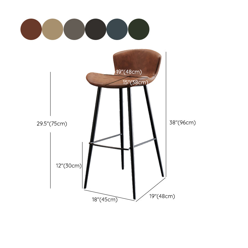 Faux Leather Armless Counter Stool Modern Style Low Back Bar Stool