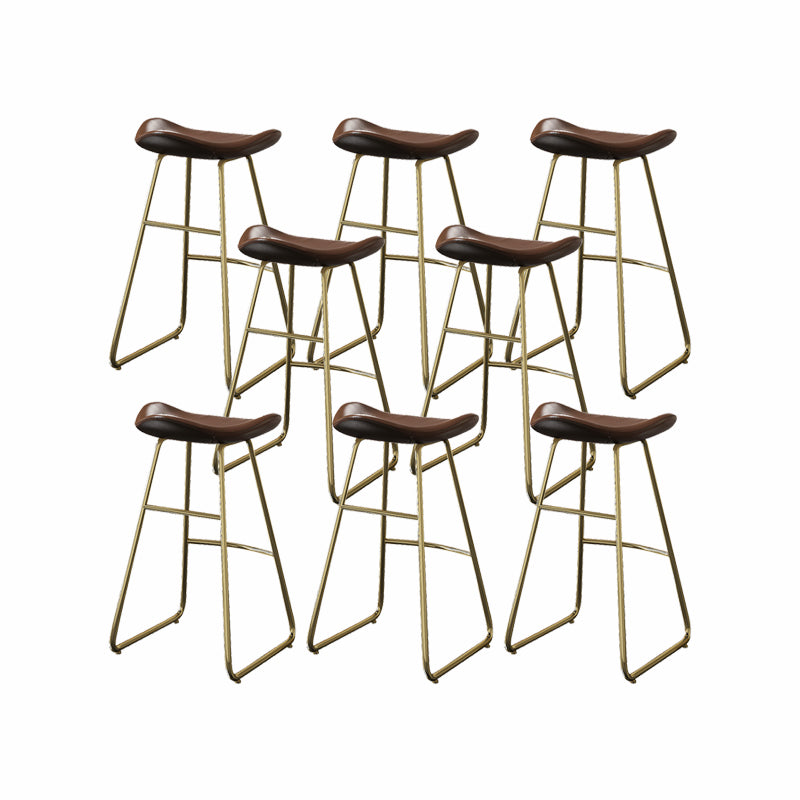 Contoured Seat Bar Stools Metal Dining Stools with Metal Base
